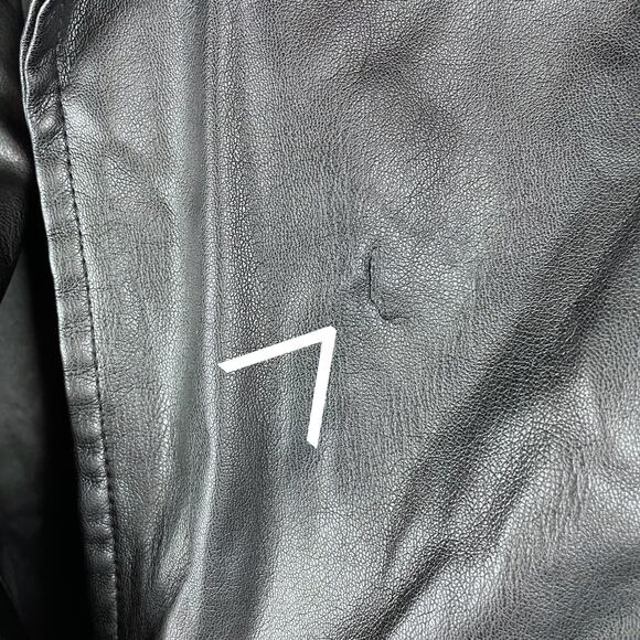 WeWoreWhat‎ Faux Leather Blazer Black Button Front Jacket Vegan Collared Sz M - Picture 7 of 10